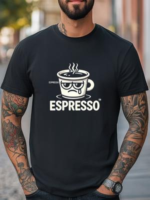 Espresso Depresso T-shirt Rolig Ledsen Kaffekopp Unisex Kvinnor Män Casual T-shirt Unisex T-shirt