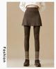 Plus-Size Micro-Flare Skirted Leggings for Women - Warm, Thick, Velvet Base Layer for Spring & Autumn