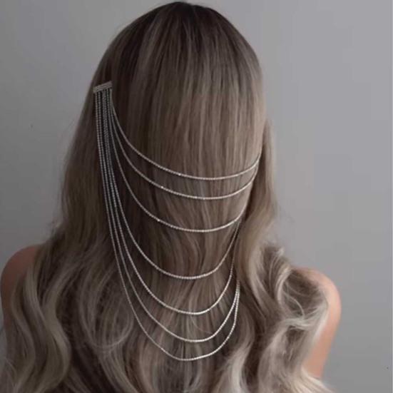 Women Hair Clip Multi Layer Tassel Design Back Head Hair Pin Lightweight