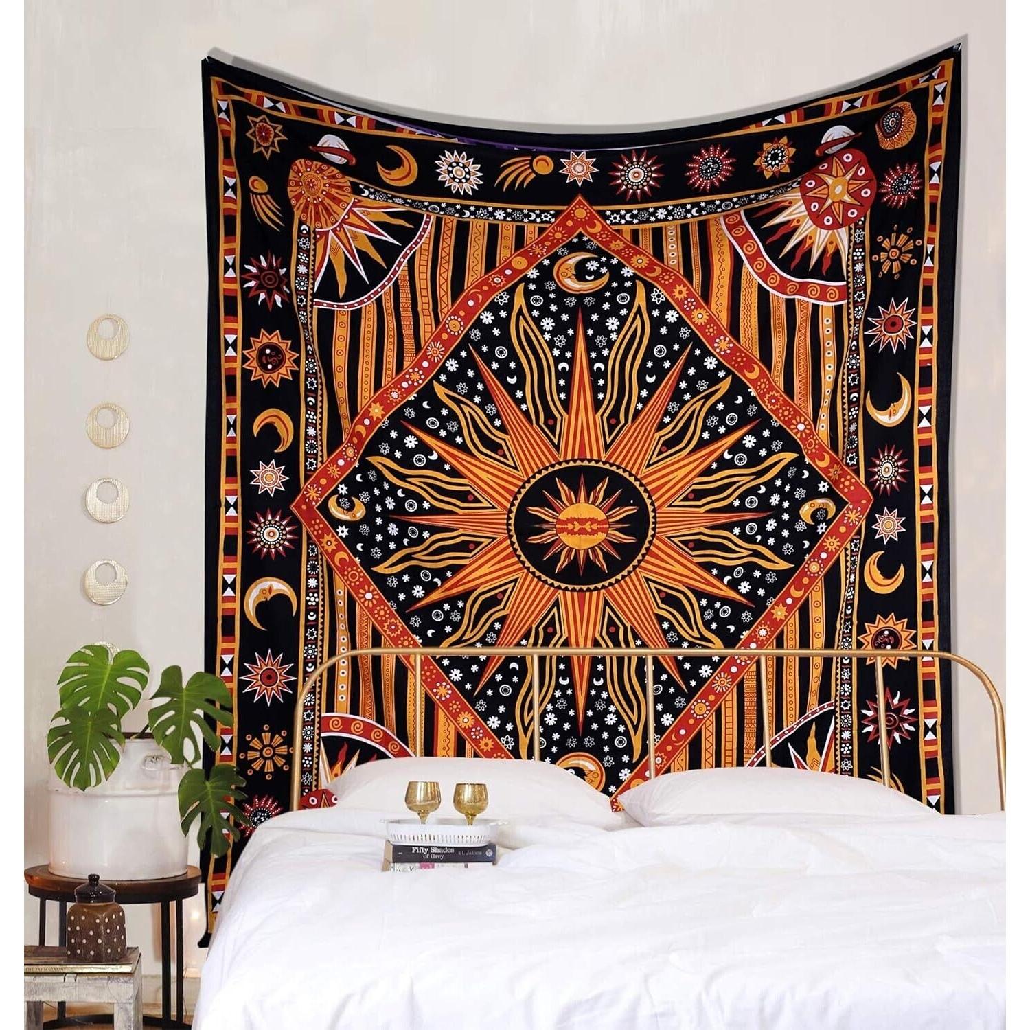 Tapestry scorching sun at home orange boho 75x100