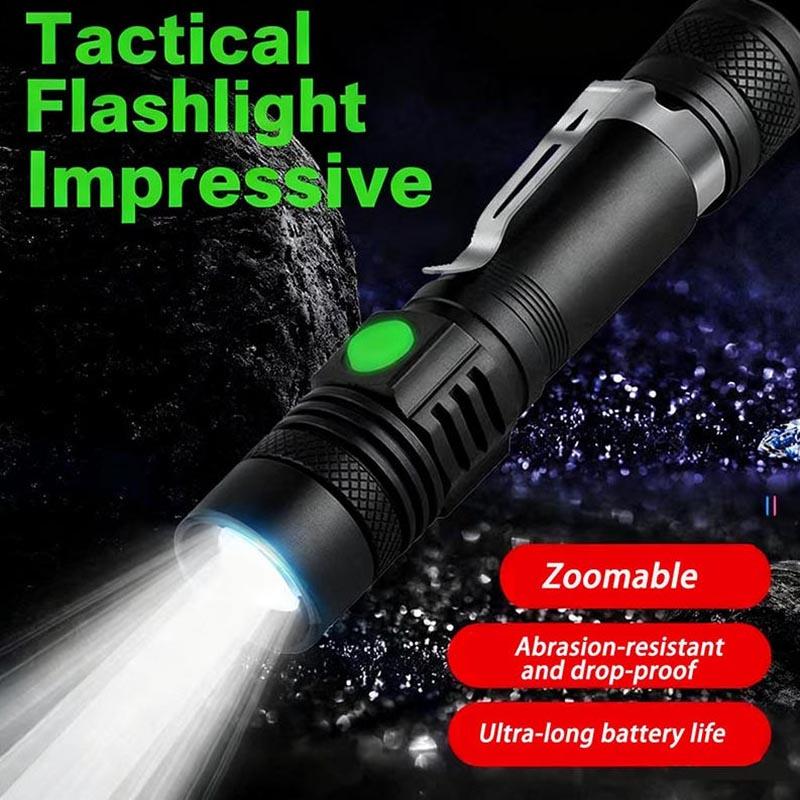 Aluminum Alloy Portable Torch Powerful LED Flashlight USB ReChargeable Outdoor Tactical Zoom Camping Waterproof Flash Light