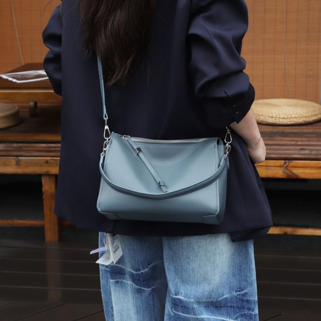 Genuine Leather Women's Bag 2025 New Style Single Shoulder Casual Small Bag Female Simple Top Layer Cowhide Leather Decoration Handbag