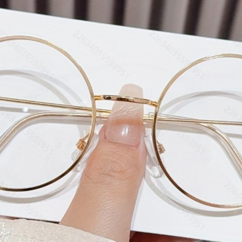 Vintage Round Metal Frame Decorative Glasses Lightweight Plain Eyewear Fashion Glasses Unisex