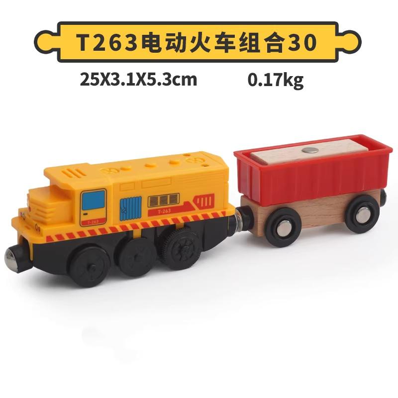 Battery Operated Electric Train Set Wooden Magnetic Train Tractor Vehicle Toys Compatible with Wooden Tracks Toys for Kids gift