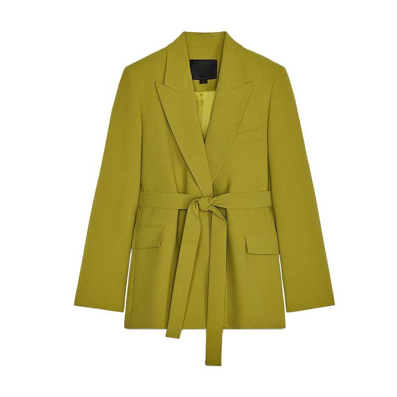 Lapel Long Sleeves with Belt Loose Suit Jacket 2458199 Mid Waist Speaker Casual Pants 2778199