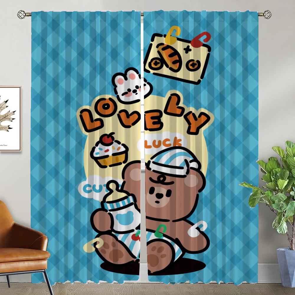 Küchenvorhänge 2 Stück Bär Elegante Raumvorhänge für Wohnzimmer Jalousien Tüll für Schlafzimmer Trennwand Fenstervorhang Verdunkelung