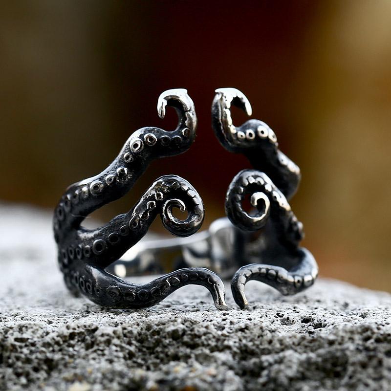 BEIER Edelstahl Antik Mode Herrenringe Totenkopf Oktopus Edelstein Tier Retro Punk Gothic Biker Schmuck Großhandel
