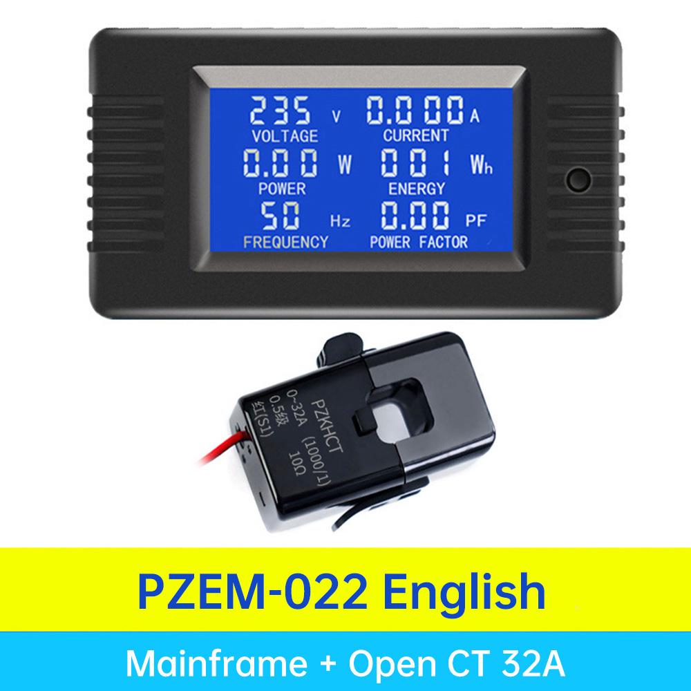 AC 80-260V 32A /63A_Digital LCD Display Voltmeter Ammeter Wattmeter Power Energy Meter 110V 220V Volt Tester Coil