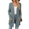 Autumn and Winter New Pit Stripes Long-sleeved Pockets Casual Solid Color Cardigan Jacket Long Cardigan Women Tops Kawaii Sweater