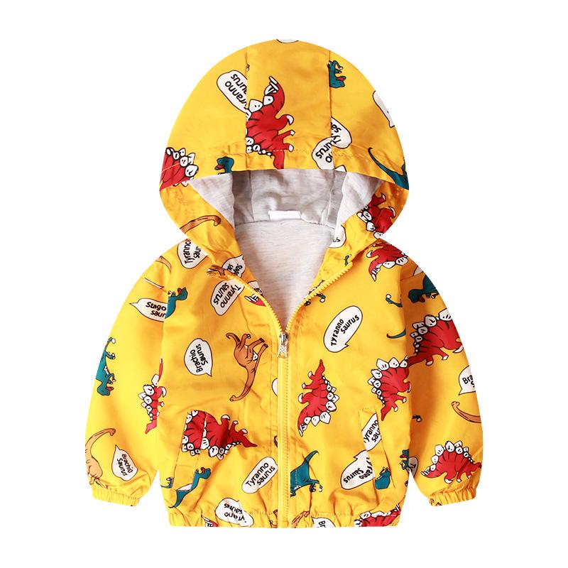 Children's Spring Boys Cartoon Jacket Dinosaur Zip Hoodie