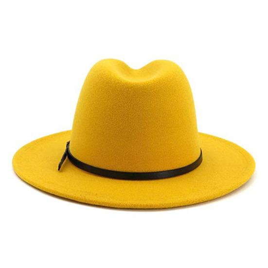 Jazz Cap Wide Brim Breathable Solid Color Fedora Hat Winter Floppy Women Cap Streetwear