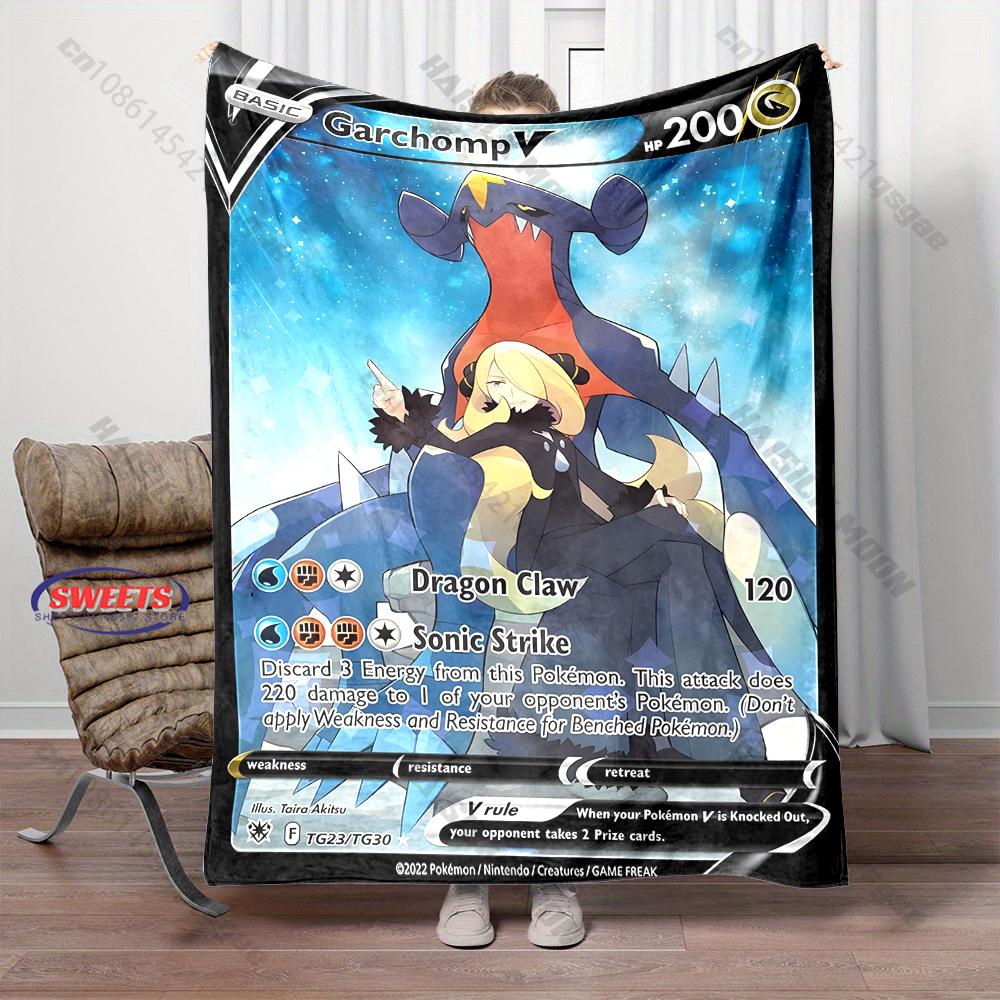 Free Shipping! Pokemon Garchomp Cards Print Blanket Warm Soft Comfortable Home Travel Sofa Bedding Cover Blanket Holiday Gift