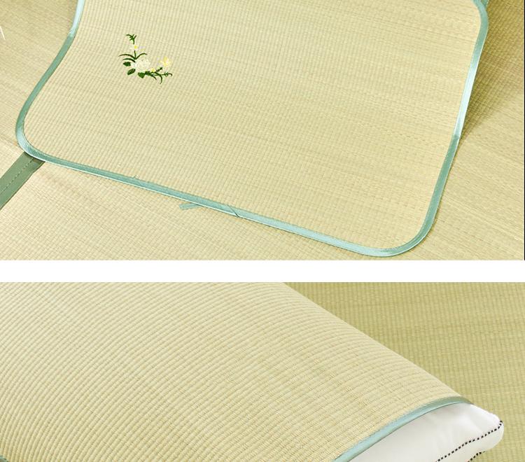 Free Shipping: Cool Straw Mat Pillow Set - Natural Cattail Grass, Orchid Design, Pair (2 Strips), Summer Cooling Pillowcase for Adults