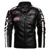 Veste de moto en cuir polaire pour homme, automne-hiver, manteau de course brodé, coupe-vent, vêtements d'extérieur, veste de motard en similicuir