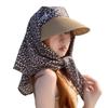 Women's Floral Fisherman Straw Hat with Sun Protection and Patchwork Triangle Scarf for Summer Outdoor Travel