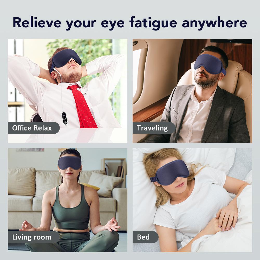 Electric Steam Eye Mask with 3D Massage Constant Temperature Hot Compress Smart Timer Sleep Shading Feature for Eye Fatigue Reli