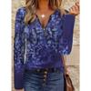 Women's Elegant Printed Zipper Long-sleeved Top, Stylish and Versatile for Autumn and Winter Casual and Office Wear, Machine Washable