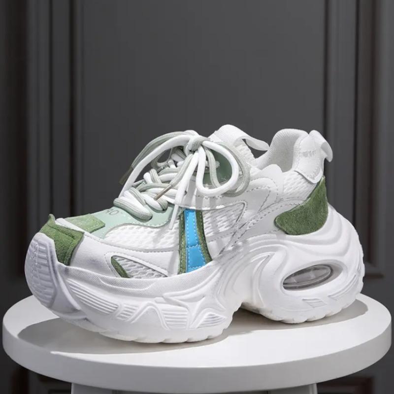 

Fashion 2025 Hot Sale Ladies Shoes Lace-up Women s Vulcanize Shoes Fashion Color Matching Outdoor Slip-Resistant Casual Mesh Sneakers 35 зелёный