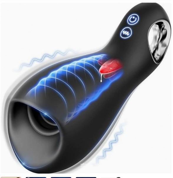 Male Sex Toys for Men Tongue Vibrator Male Masturbator  Pocket Pussy Stroker with 10 Licking & Vibrating Modes Penis Vibrator