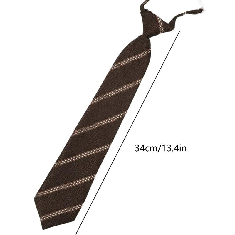 Brown Checkered Striped Neck Tie Pre-Tied Bowtie for Japanese JK School Uniform