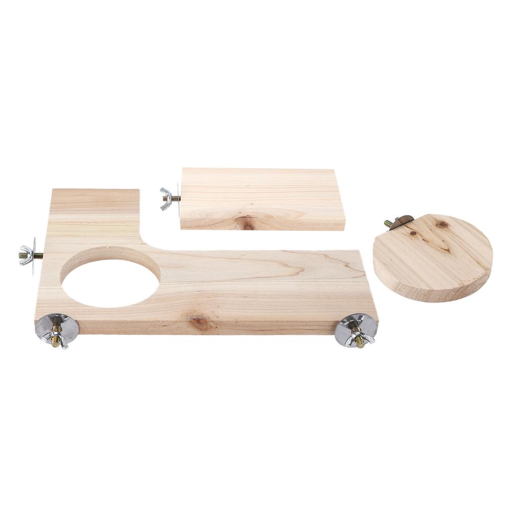 3 Pcs Chinchilla Wooden Platform Set L Shaped Round Hole Wooden Platform for Chinchilla Hamster