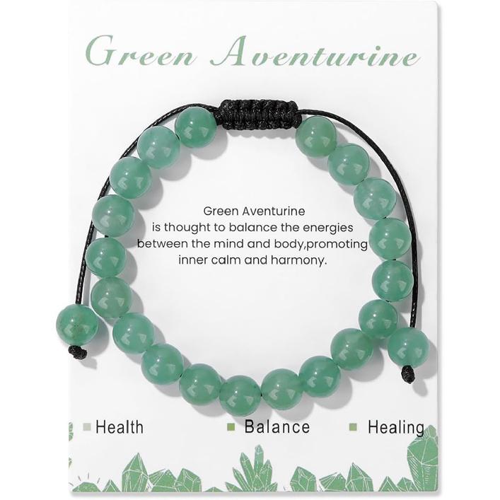 Healing Crystal Bracelet for Women 8mm Natural Stone Crystal Beaded Bracelets Adjustable Handmade Gemstone Bracelet Healing Jewelry Mother's Day