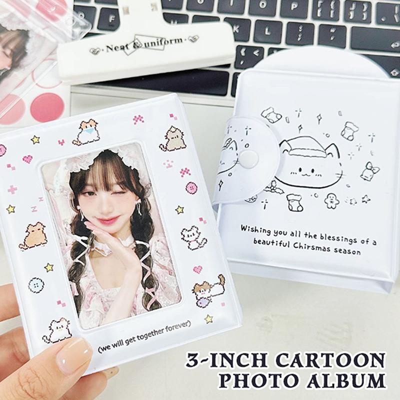 3 Inch Photocard Binder Photo Card Holder Card Sleeves Idol ID Cards Collector Kawaii 40pcs Card Capacity Hollow Cartoon Album