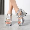 Fashion Summer New Gladiator Block Heel Sandals Women Platform Pumps Thick Shoes for Office Model High Heels Gold Silver Sandalias Mujer