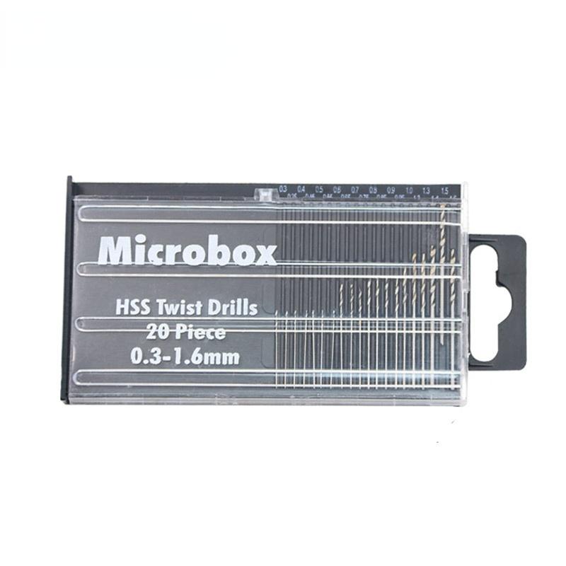 20Pcs/set 0.3mm-1.6mm Mini High Speed Steel Twist Drill Bit Set Micro HSS Drill Bit Set with Case.