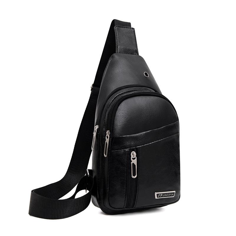 1PC Chest Small Backpack, Fashionable Sports Pu Crossbody Shoulder Bag, Earphone Hole, Large Capacity Men's Breast Bag.