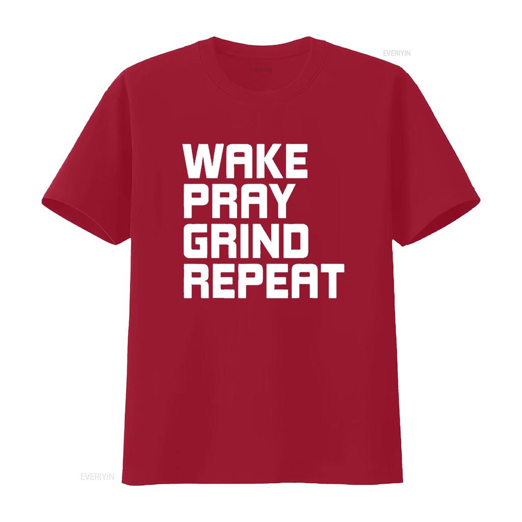 Wake Pray Grind Repeat Work Hard Make Money Womens T Shirt Black XL vintage Washed Versatile Casual graphic Stylish Slightly