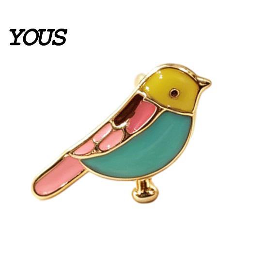 Colorful Bird Earrings 1 Pair Stud for Women, Outline Enamel Earrings, Polished Edges Glaze Finish Alloy Ear Pins Daily Wear Edge