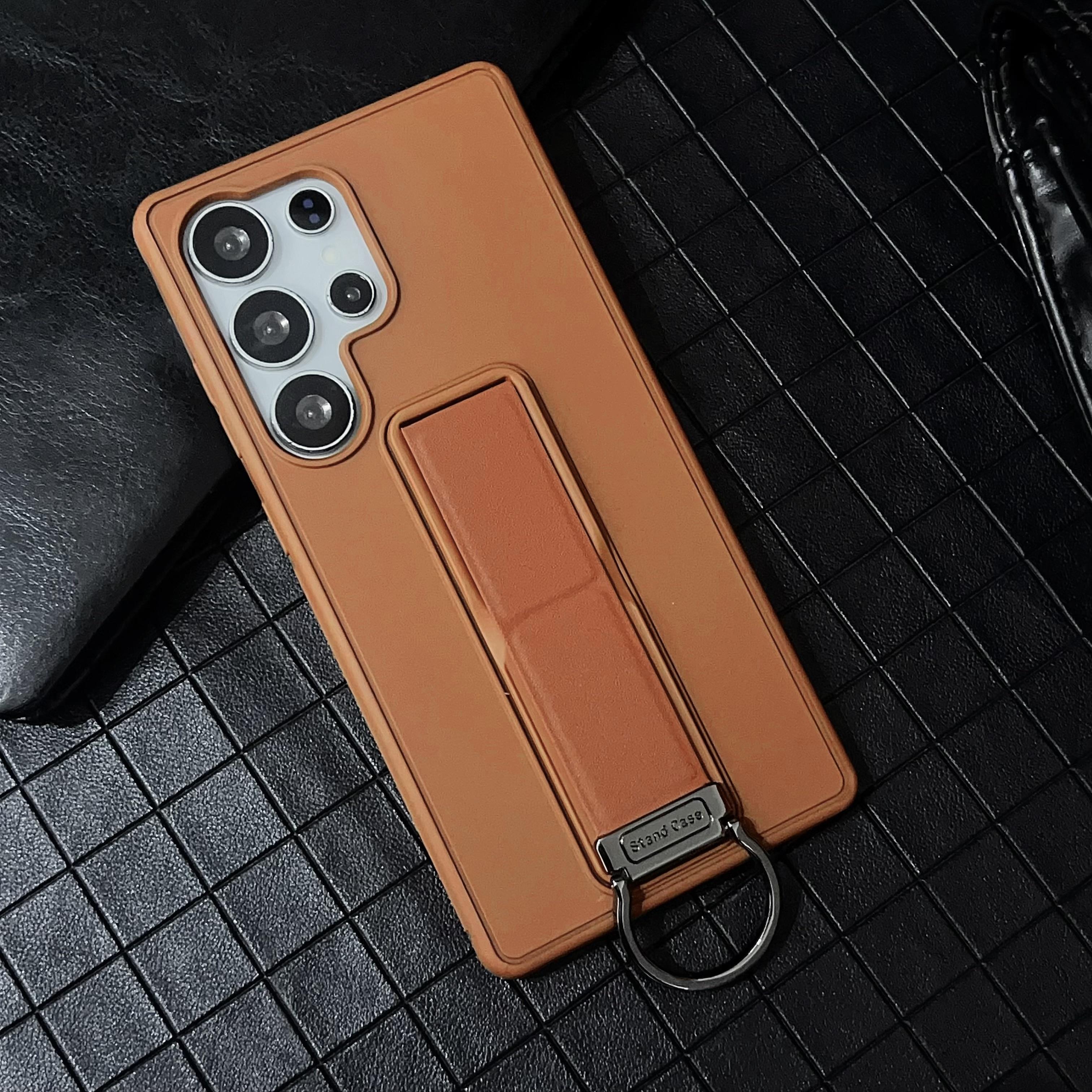 

Magnetic Solid Color Metal D buckle Phone Case For Samsung S25 Ultra S24 Plus S23 A56 A17 Slim Fit Shockproof kickstand Cover Galaxy S23+ коричневий