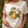Cottagecore Pear Tee: Vintage Botanical Illustration, Soft Cotton