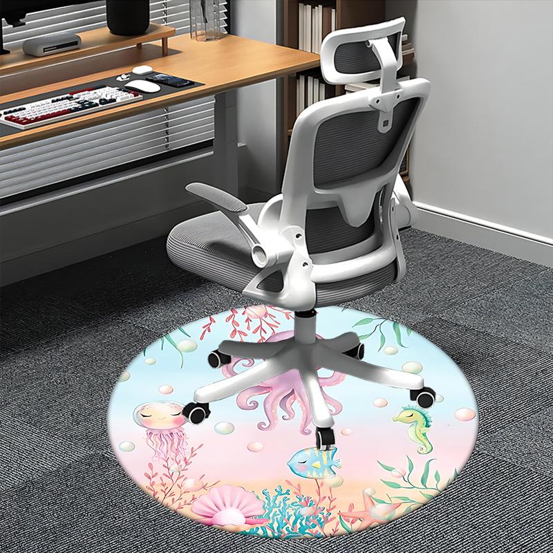 

Charming Ocean Friends Chair Mat Cute Jellyfish, Octopus, Fish & Seahorse Design for Home Decor, Office Carpet, Gift Idea for & Adults 80cm