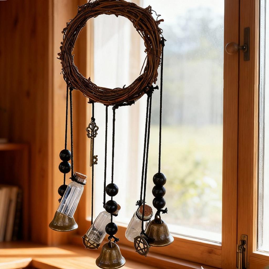Wind Chime Door Bell Wall Hanging Bell With Wooden Beads 1pc