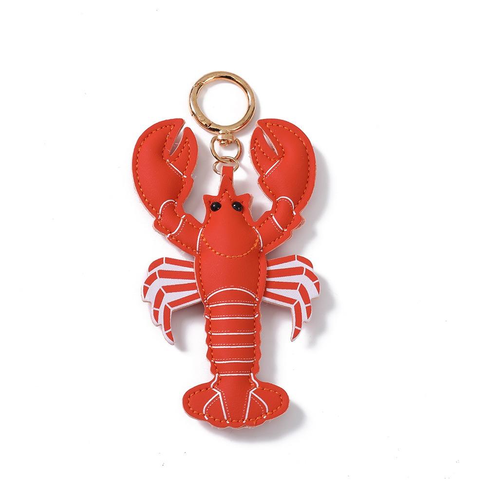 Cute Pu Crab Keychain Summer Bag Charm Multi-color Pu Leather Lobster Pendant  Bag Ornament
