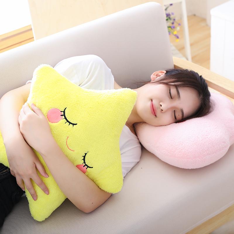 Fluffy Star Cloud Moon Rainbow Plush Pillow Stuffed Sky Natural Cushion Yellow Pink Blue Shy Emotion Plushie Decoration Gift