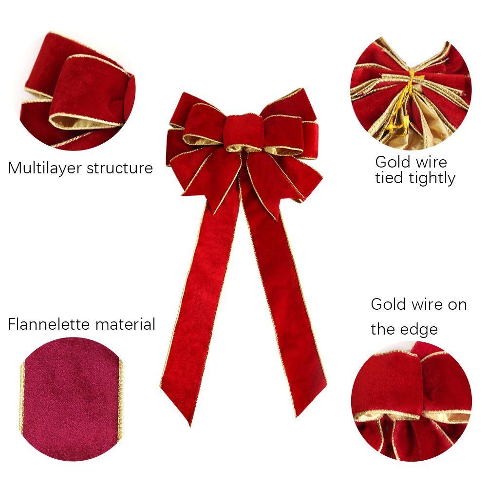 Cloth Christmas Ribbon Knot Bowknot Flocking Bowknot Ornaments Christmas Bowknot Pendant  Christmas