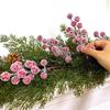 Yousheng 20Pcs Artificial Snow Red Berry Pick Branch Christmas Holly Berries Stem Faux Plants Branch Xmas Holiday Wedding Party Home Decoration