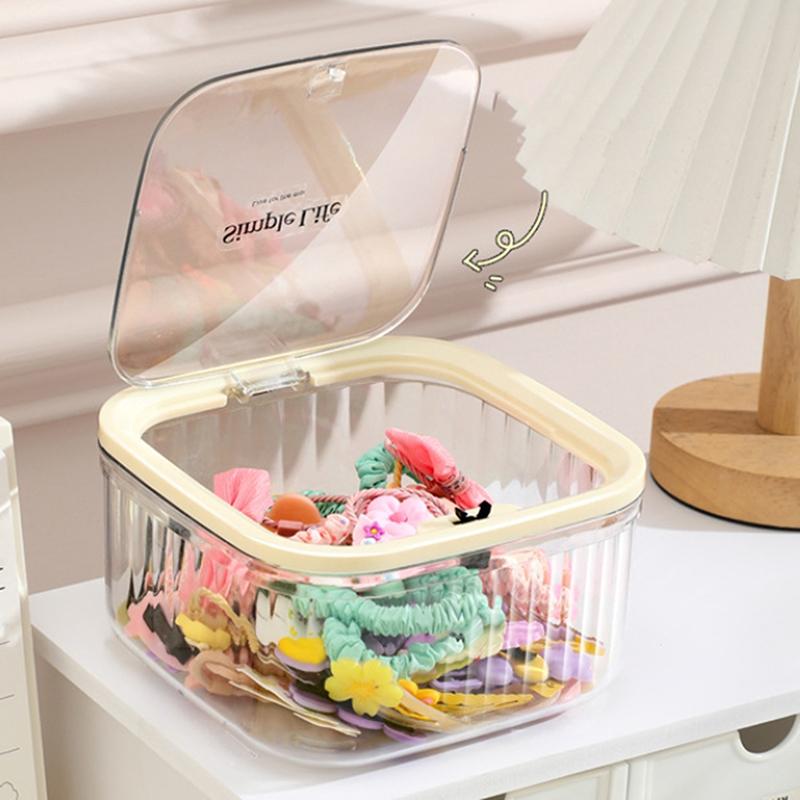 1ks Průhledný úložný box na šperky a vlasové doplňky Mini stolní odpadkový koš pro domácí použití