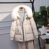 Women's Short Down Jacket with Large Fur Collar, 2024 Petite Slimming Style, Clearance Sale