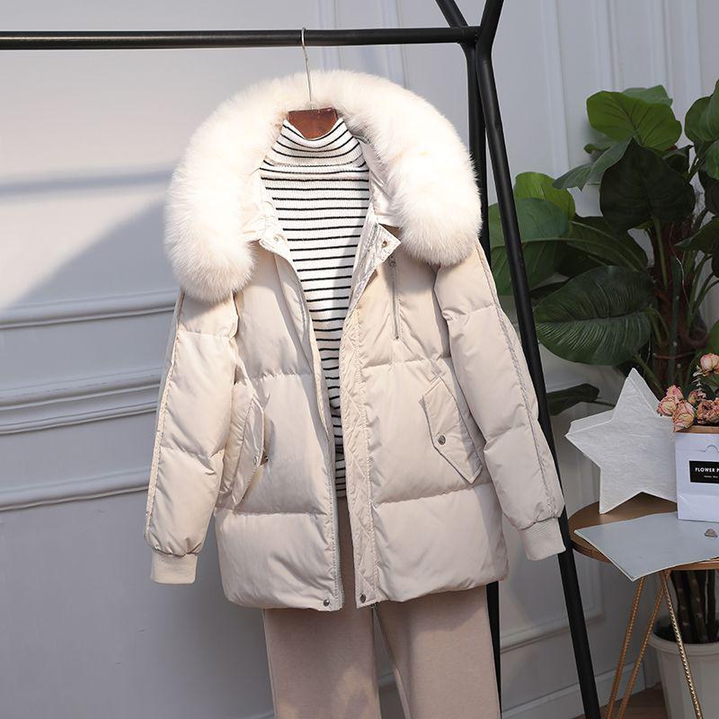 Women's Short Down Jacket with Large Fur Collar, 2024 Petite Slimming Style, Clearance Sale