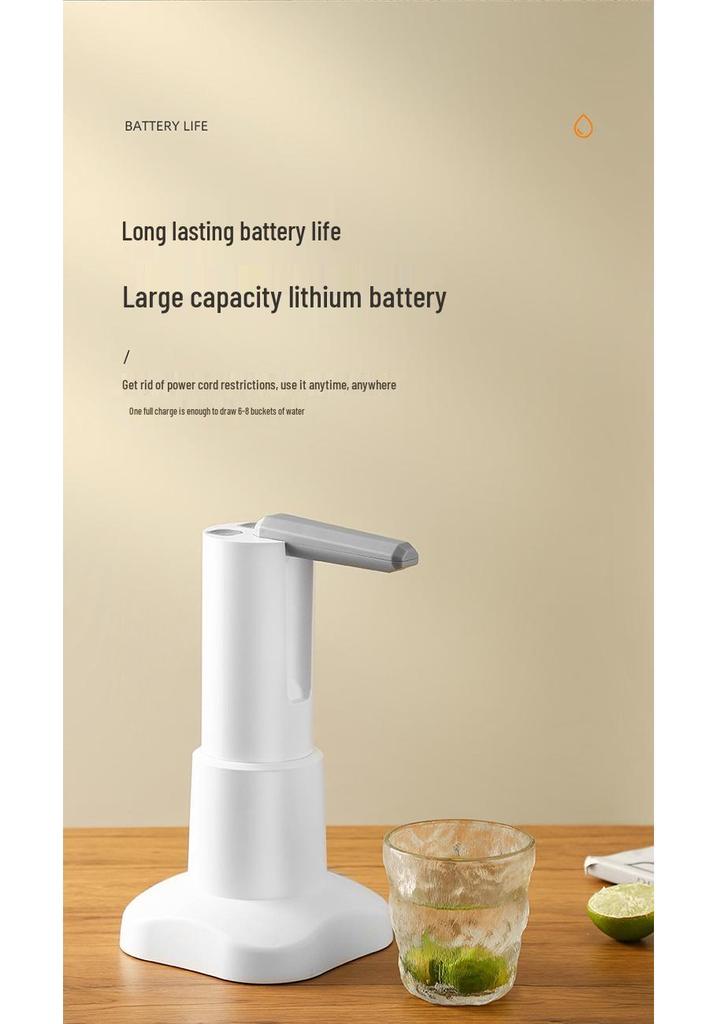 Wireless Folding Electric Water Pump: Automatic Dispenser for Bottled and Mineral Water, Dual-Use for Tabletop and Barrel, Manual Presser Included.