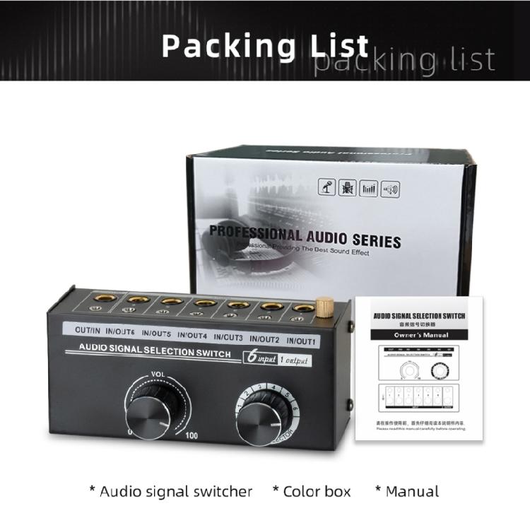 Compactly 6Channel Audios Switcher For Clear Sound And Easy Setups Eliminates Noise and Sound Interferences Selector