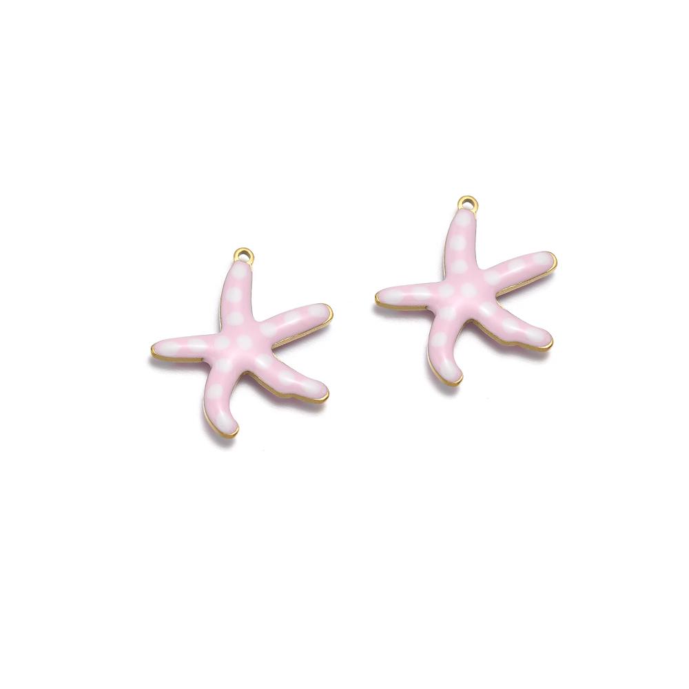 10pcs Stainless Steel Gold 20mm Starfish Charms Enamel Fish Pendant for DIY Jewelry Bracelet Findings Necklace Earrings Making