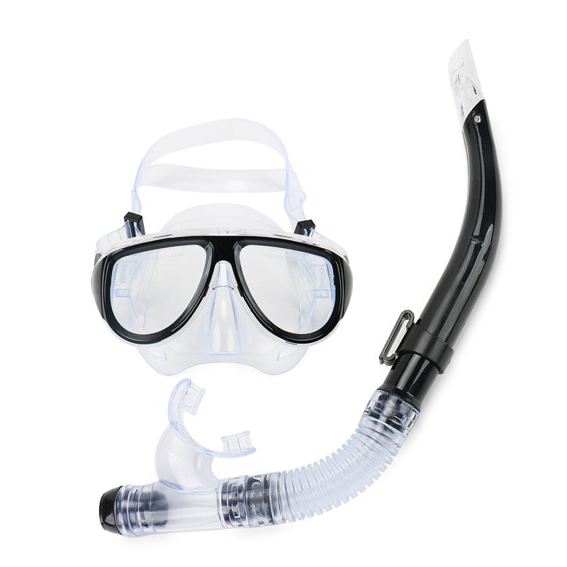 

Large vision mask, tempered glass diving goggles set. 2411-302 Two-piece set чёрный
