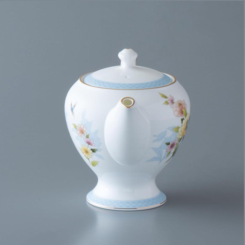 NARUMI Ramage Teapot, 720cc, Blue, Floral Print, Cute and Stylish Ceramic, Gift Boxed, 52468-4717