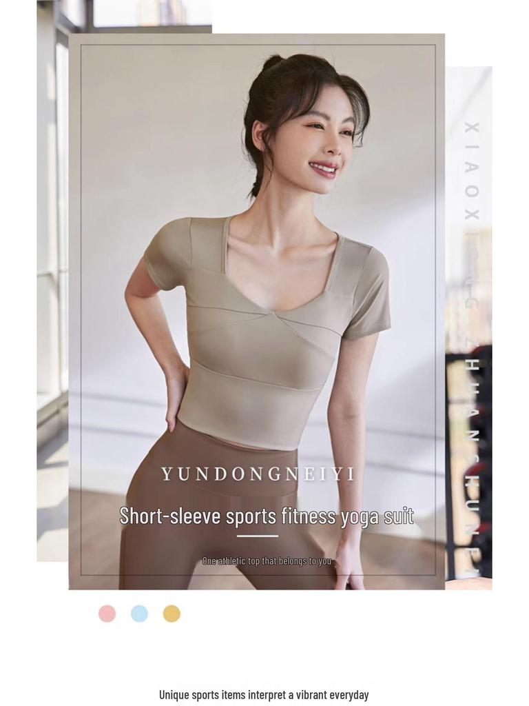 2025 Women's Summer Short Sleeve Yoga & Fitness Slimming Running T-shirt