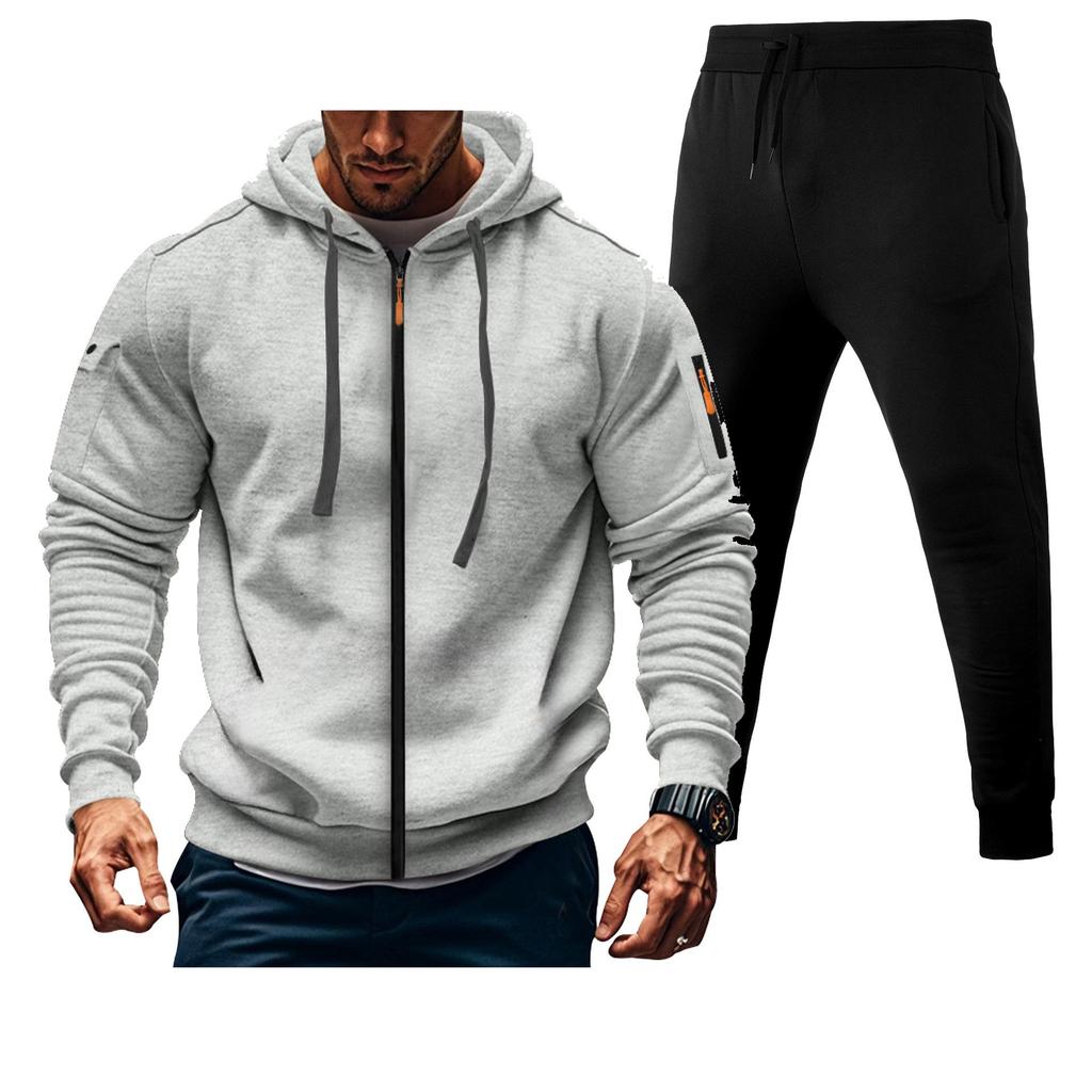 Herren 220g Kapuzenpullover mit Doppelreißverschluss und Jogginghosen-Set - Versand am selben Tag